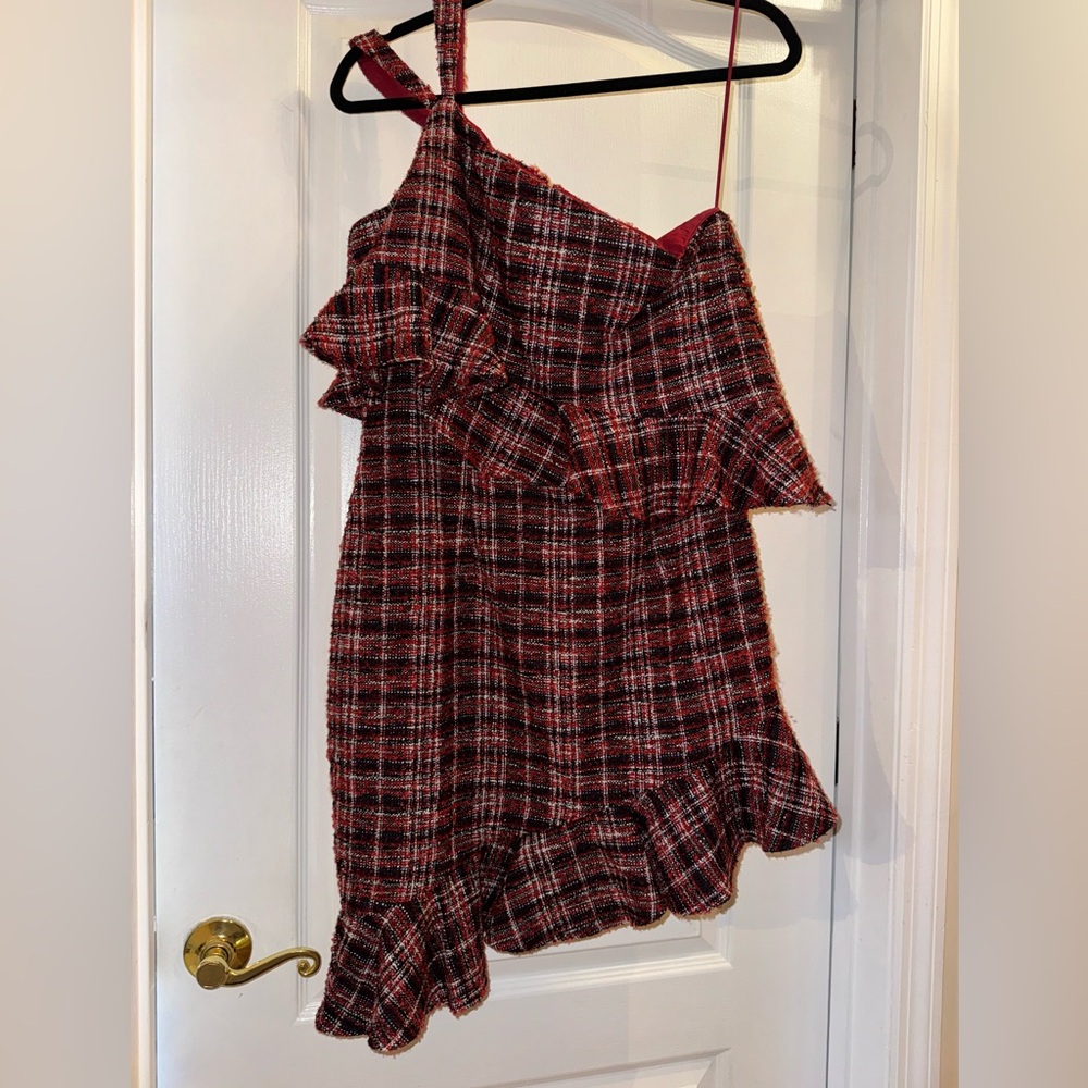 By Egreis size M Alexa one shoulder tweed dress